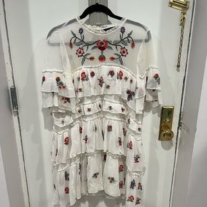 Zara Floral Embroidered Dress Size M